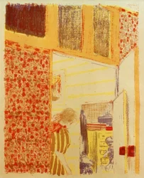 Interieur mit rosa Wandteppichen III